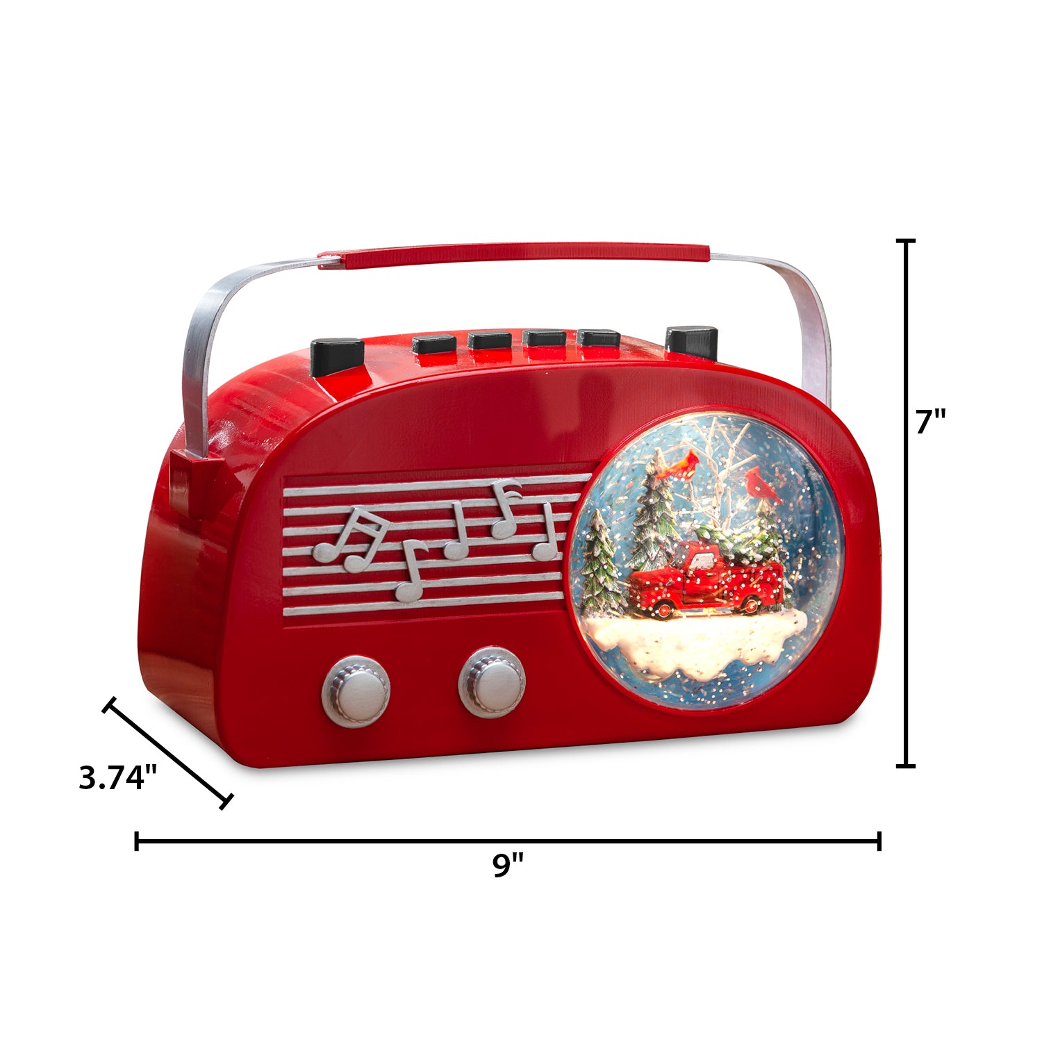 Musical Light Up Red Vintage Christmas Radio Water Globe